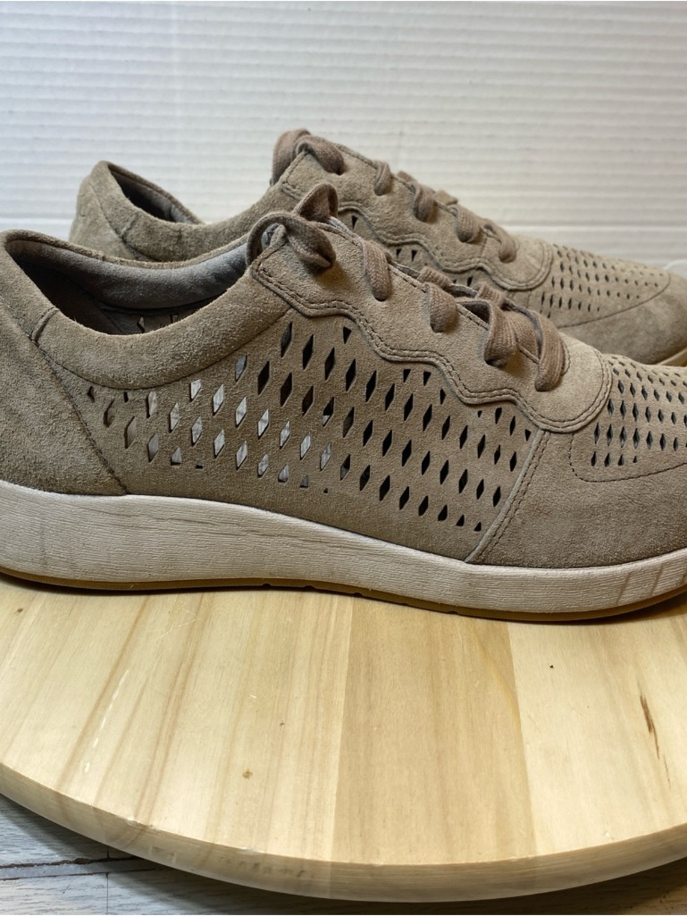 Dansko Taupe Suede Perforated Lace-Up Sneakers